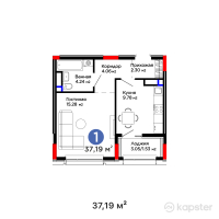 ЖК GreenLine. Garden — 1-ком 37,2 м² (от 30 570 180 тг)