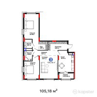 ЖК GreenLine. Garden — 3-ком 105,2 м² (от 76 255 500 тг)