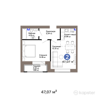 ЖК GreenLine. Verda — 2-ком 47,1 м² (от 39 021 030 тг)