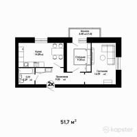 ЖК Satty Jol — 2-ком 51,7 м² (от 20 680 000 тг)