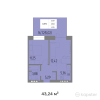ЖК Анжерская 41Б — 1-ком 43,2 м² (от 14 269 200 тг)