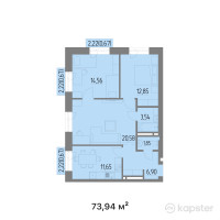 ЖК Анжерская 41Б — 3-ком 73,9 м² (от 24 400 200 тг)