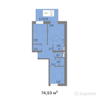ЖК Анжерская 41Б — 3-ком 74,5 м² (от 24 594 900 тг)