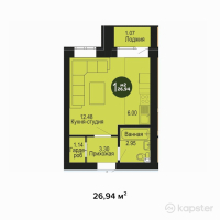 ЖК Koktobe Hills — 1-ком 26,9 м² (null)