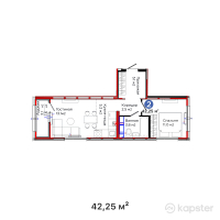 ЖК SPACE PLUS — 2-ком 42,3 м² (от 19 688 500 тг)