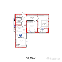 ЖК SPACE PLUS — 3-ком 67 м² (от 26 713 050 тг)