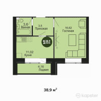 ЖК Koktobe Hills — 1-ком 38,9 м² (null)