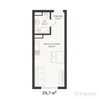 ЖК Buta Zaman — 1-ком 25,7 м² (от 11 436 500 тг)
