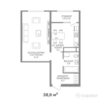 ЖК Auezov City PRO — 1-ком 38,6 м² (от 28 564 000 тг)
