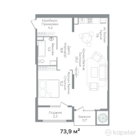 ЖК METROPOLE — 2-ком 73,9 м² (от 82 029 000 тг)
