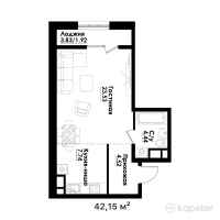 ЖК ASYL MURA — 1-ком 42,2 м² (от 31 106 700 тг)