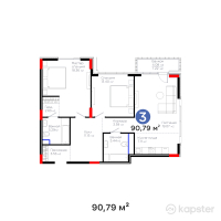 ЖК Nexpo Aura — 3-ком 90,8 м² (от 82 709 690 тг)