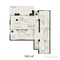 ЖК Selin Residence — 2-ком 102,1 м² (от 142 940 000 тг)