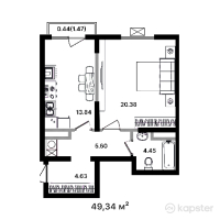 ЖК Orleu Park — 1-ком 49,3 м² (от 18 157 120 тг)