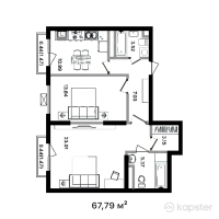 ЖК Orleu Park — 3-ком 67,8 м² (от 24 404 400 тг)