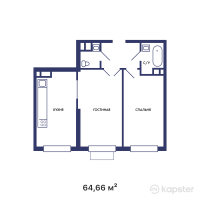 ЖК AURA — 2-ком 64,7 м² (от 24 247 500 тг)