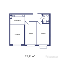 ЖК AURA — 3-ком 75,4 м² (от 27 147 600 тг)