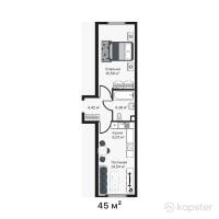 ЖK MONO Residence — 2-ком 45 м² (от 15 975 000 тг)