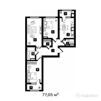 ЖК Алпамыс — 3-ком 77,1 м² (от 33 131 500 тг)
