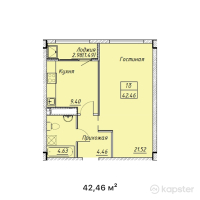 ЖК Ameli Plaza — 1-ком 42,5 м² (от 29 722 000 тг)