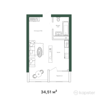 ЖК Prime Park — 1-ком 34,5 м² (null)
