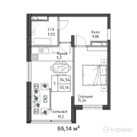 ЖК Verona — 1-ком 55,1 м² (от 47 420 400 тг)