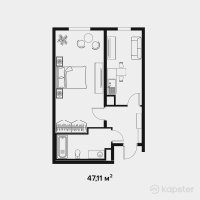 ЖК Аккент — 2-ком 47.1 м² (от 19,786,200 тг)