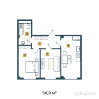 ЖК Tarlan — 2-ком 56,9 м² (от 18 208 000 тг)