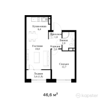 ЖК Qaharman — 2-ком 46,6 м² (от 23 533 000 тг)