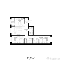 ЖК Qaharman — 3-ком 91,2 м² (от 46 056 000 тг)