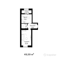 ЖК Ayala — 1-ком 49,6 м² (от 22 315 500 тг)