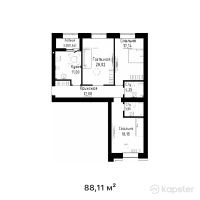ЖК Ayala — 3-ком 88,1 м² (от 39 649 500 тг)
