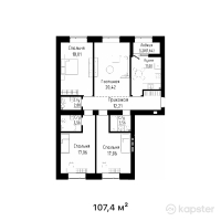 ЖК Ayala — 4-ком 107,4 м² (от 48 330 000 тг)