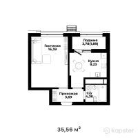 ЖК Saryn — 1-ком 35,6 м² (от 17 424 400 тг)