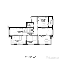 ЖК Saryn — 4-ком 111,6 м² (от 54 659 500 тг)