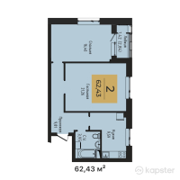 ЖК Casa Mia — 2-ком 62,4 м² (от 20 601 900 тг)