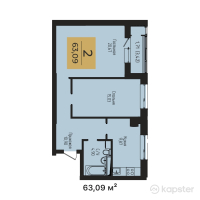 ЖК Casa Mia — 2-ком 63,1 м² (от 20 819 700 тг)