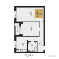 ЖК Casa Mia — 2-ком 73,3 м² (от 24 175 800 тг)