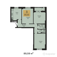 ЖК Casa Mia — 3-ком 89,6 м² (от 29 564 700 тг)