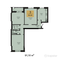 ЖК Casa Mia — 3-ком 91,1 м² (от 30 063 000 тг)