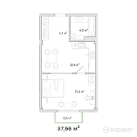 ЖК AruAna — 1-ком 37,6 м² (от 15 775 200 тг)