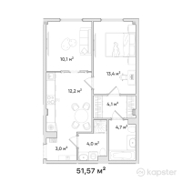 ЖК AruAna — 2-ком 51,6 м² (от 21 659 400 тг)