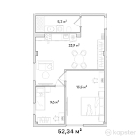 ЖК AruAna — 3-ком 52,3 м² (от 21 982 800 тг)