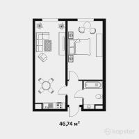 ЖК Аккент — 2-ком 46.7 м² (от 20,565,600 тг)