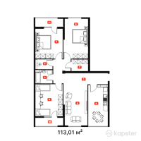 ЖК Pioneer city — 3-ком 113 м² (от 38 423 400 тг)