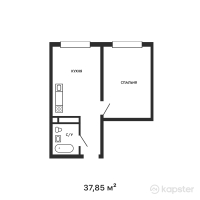 ЖК KERUEN — 1-ком 37,9 м² (от 14 780 425 тг)