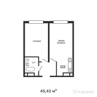 ЖК KERUEN — 2-ком 45,4 м² (от 17 486 700 тг)