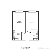 ЖК KERUEN — 2-ком 45,7 м² (от 17 606 050 тг)