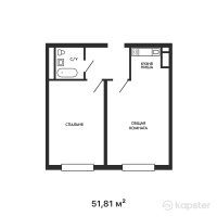 ЖК KERUEN — 2-ком 51,8 м² (от 19 946 850 тг)