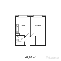 ЖК Атмосфера — 1-ком 42,6 м² (от 17 900 400 тг)